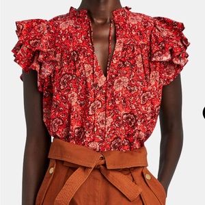 NEW ULLA JOHNSON GABI FLUTTER SLEEVE TOP